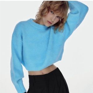 Zara Blue Cropped Sweater